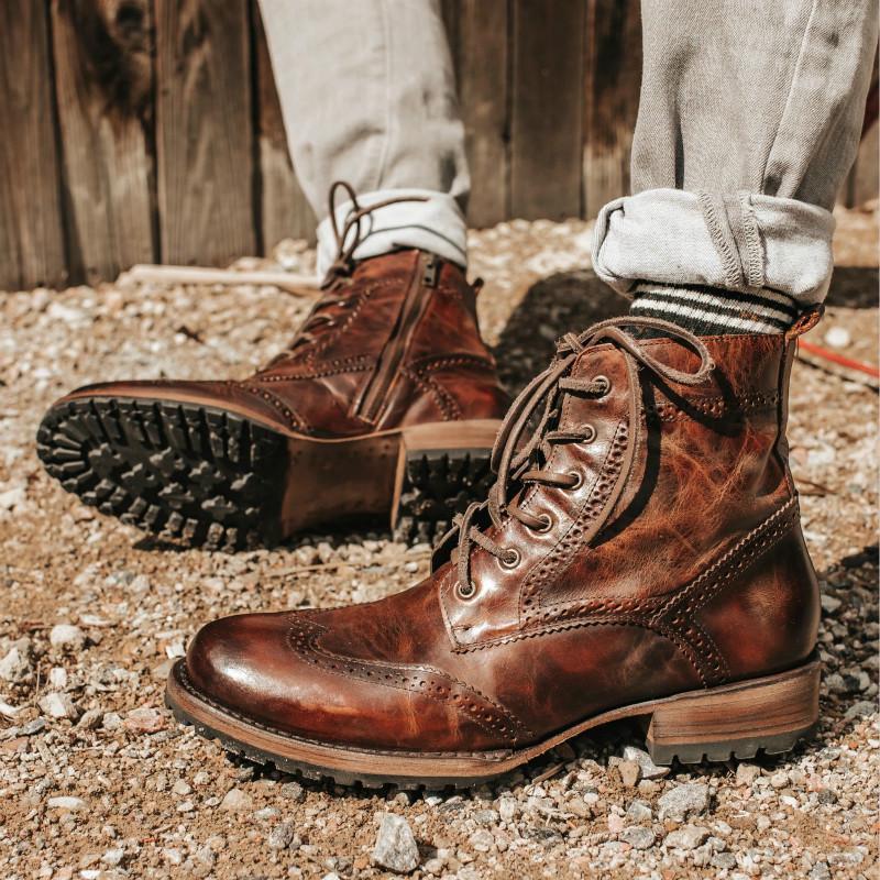 Retro Leather Wingtip Boots – dallaicy