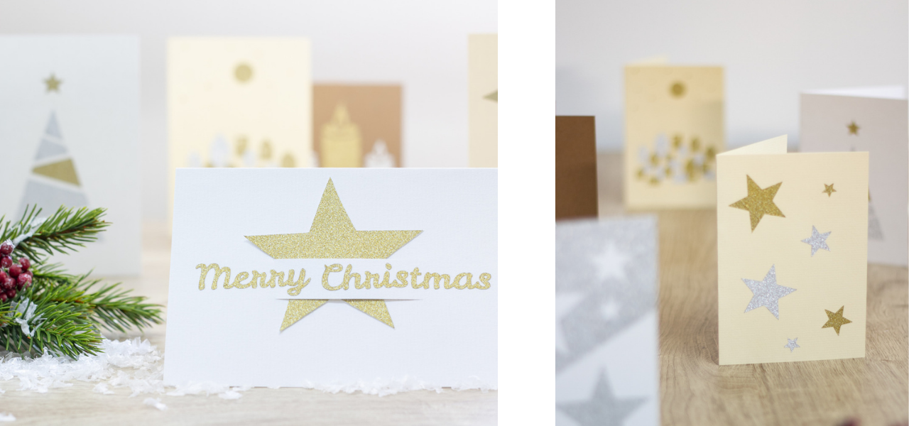 Christmas Cards with glitter vinyl