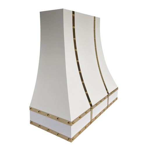Curved Stainless Steel Custom Range Hoods with Brass Accents-Rick