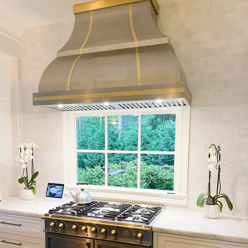 Black Range Hood Slopped Wood With Strapped Molding for Kitchen 30 36 42 48  Wide 