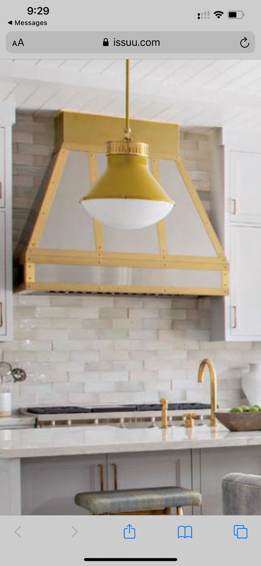 Sweep White Stainless Steel Custom Range Hood with Brass Trims SH33-C4 —  Rangehoodmaster