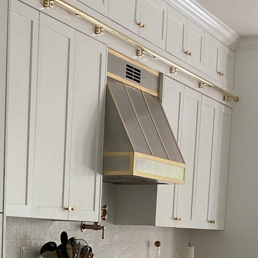 Custom Stainless Steel Box Shape Range Hood with 3D Brass Bands SH36-T —  Rangehoodmaster