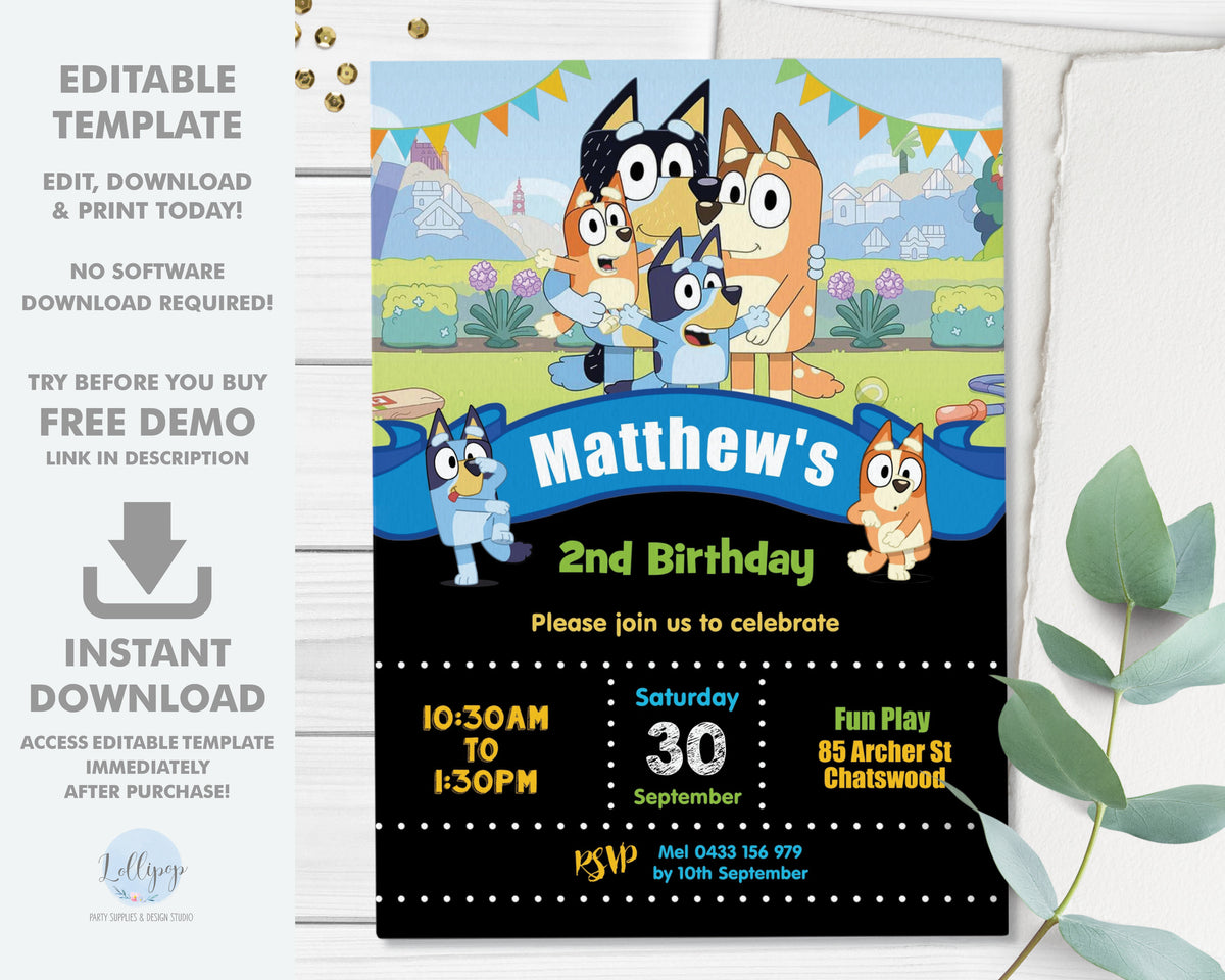 printable bluey birthday card cards info editable bluey birthday