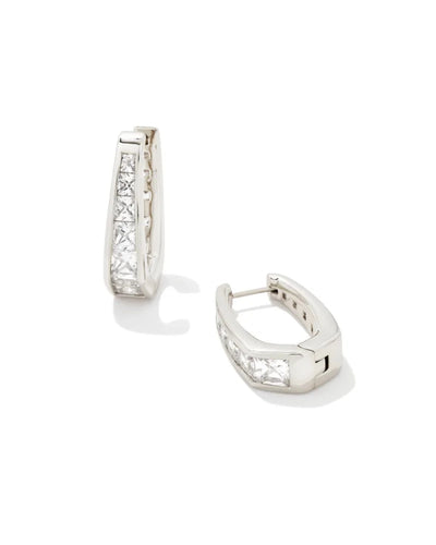 Baguette Ellie Silver Stud Earrings in Platinum Drusy