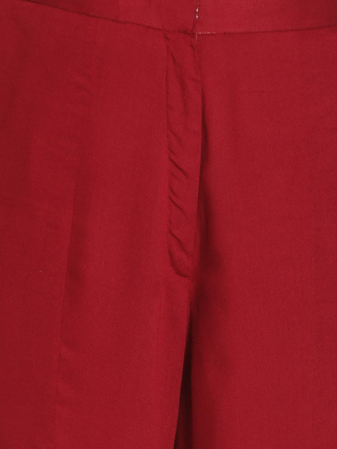 Red Pleated Rayon Palazzo