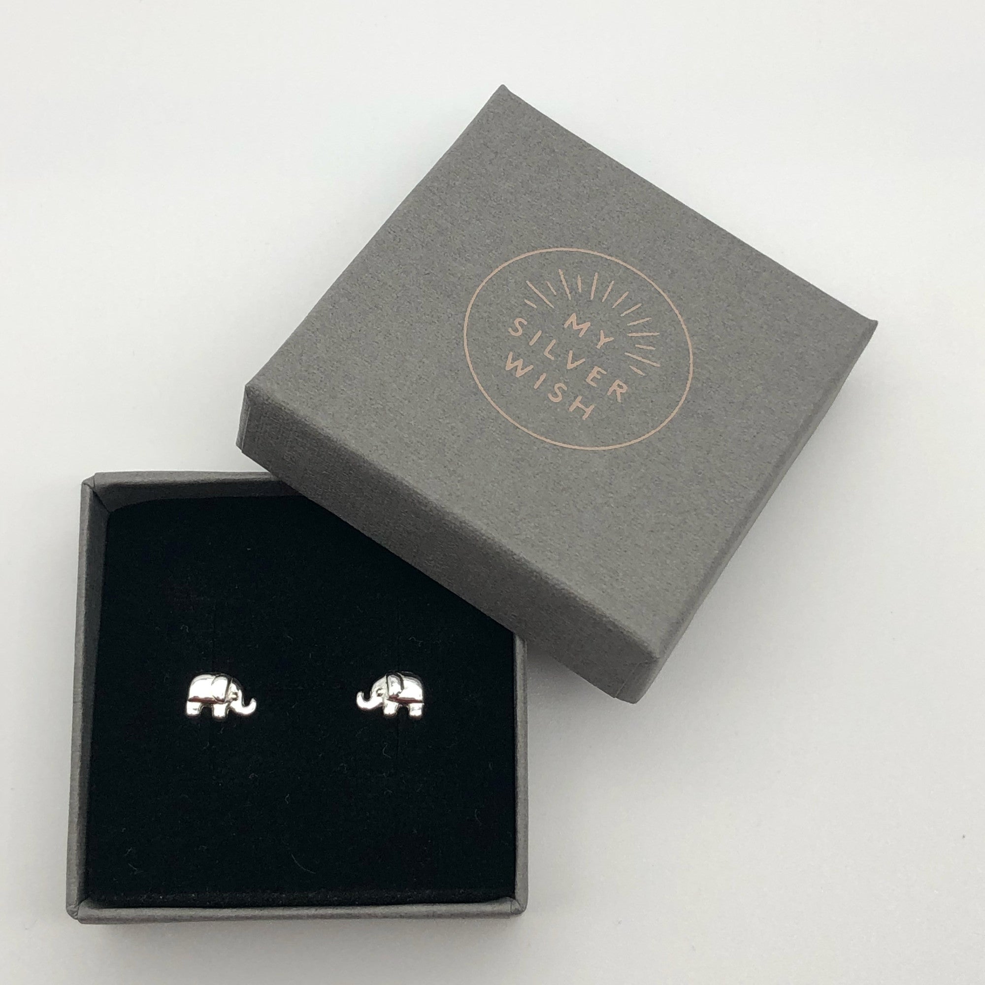 Sterling Silver Stud Earrings, Elephant, Women & Girls, My Silver Wish