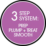 3 step system for luscious lips Prep, Plump + Treat, Smooth