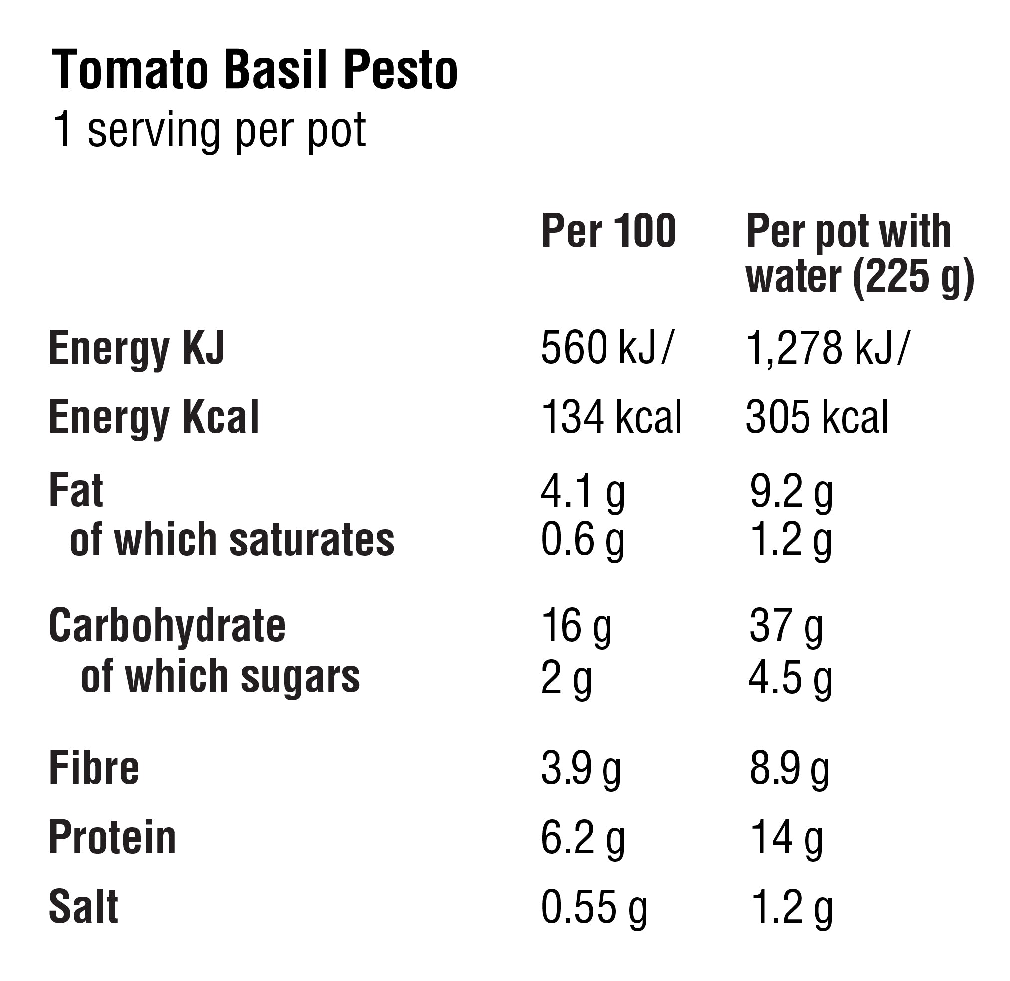 ZENB Tomato Basil Pesto Agile Bowl Nutritional Facts