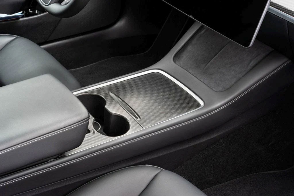 Center console section of a Tesla Highland