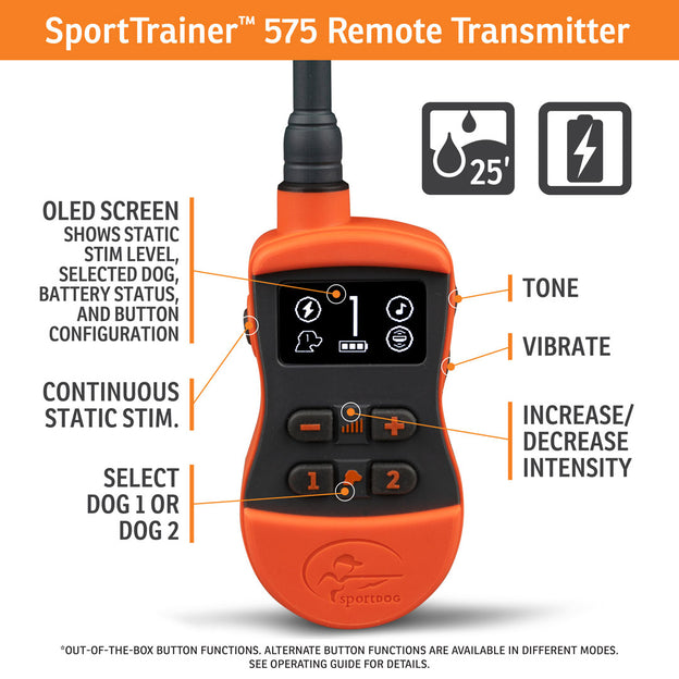  SportDOG Brand SportTrainer 575 Dog Training Collar - 500 Yard  Range - Bright, Easy to Read OLED Screen - Waterproof, Rechargeable Remote  Trainer with Tone, Vibration, and Static, Black : Pet Supplies