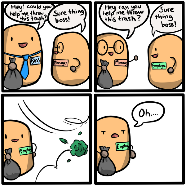 Potato Pirates comic on explaining throw in programming