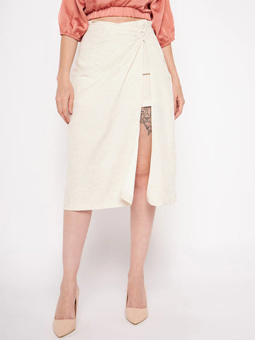 Madame Beige Wrap Cotton Skirt