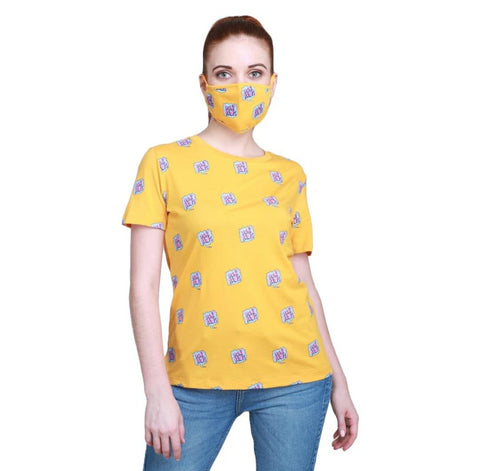 Mustard t-shirt and mask matching combo
