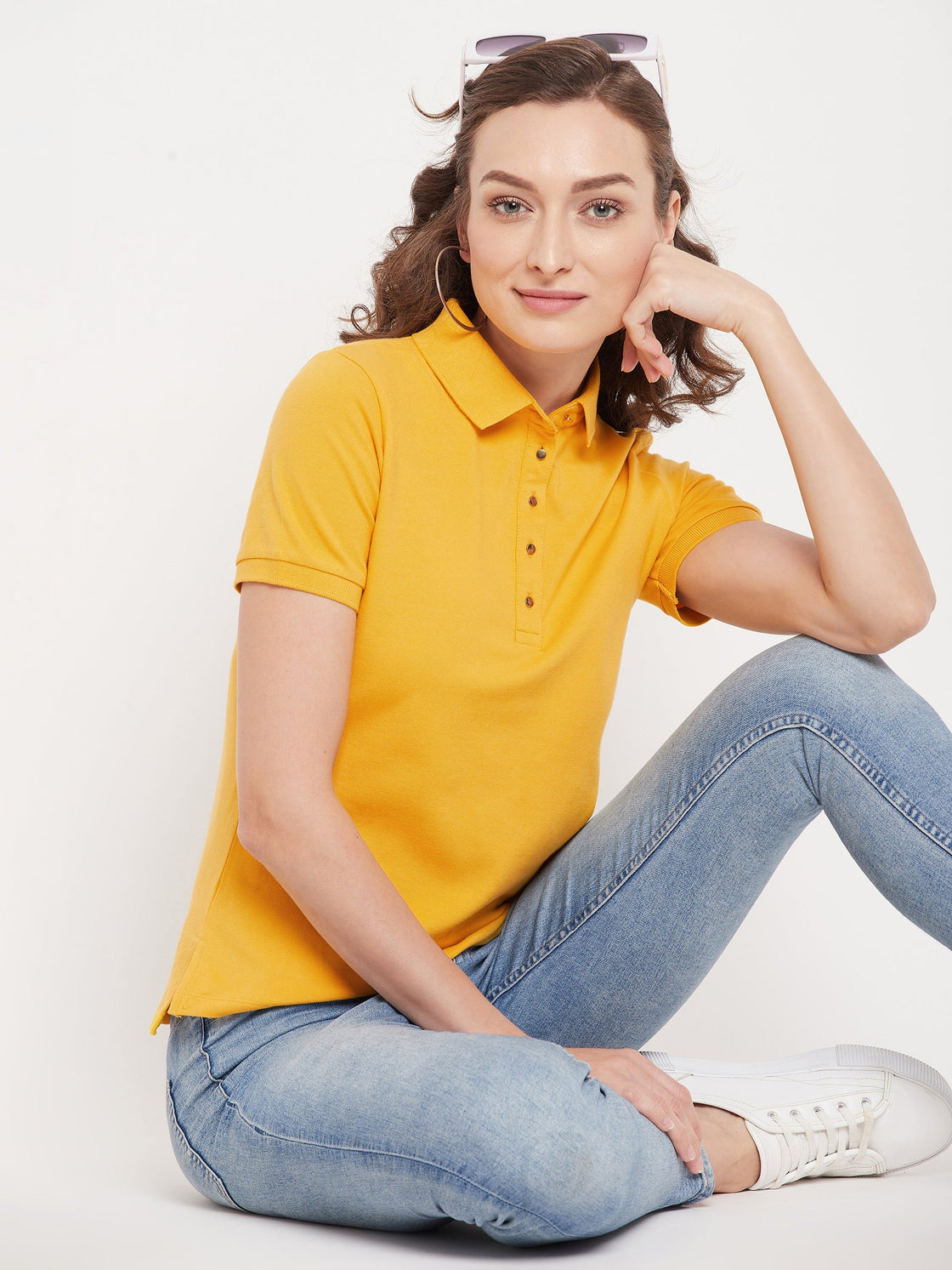 Madame Mustard Solid Polo T-Shirt – Glamly