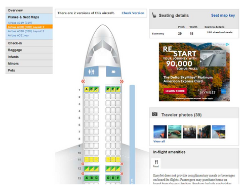 The seat selection interface