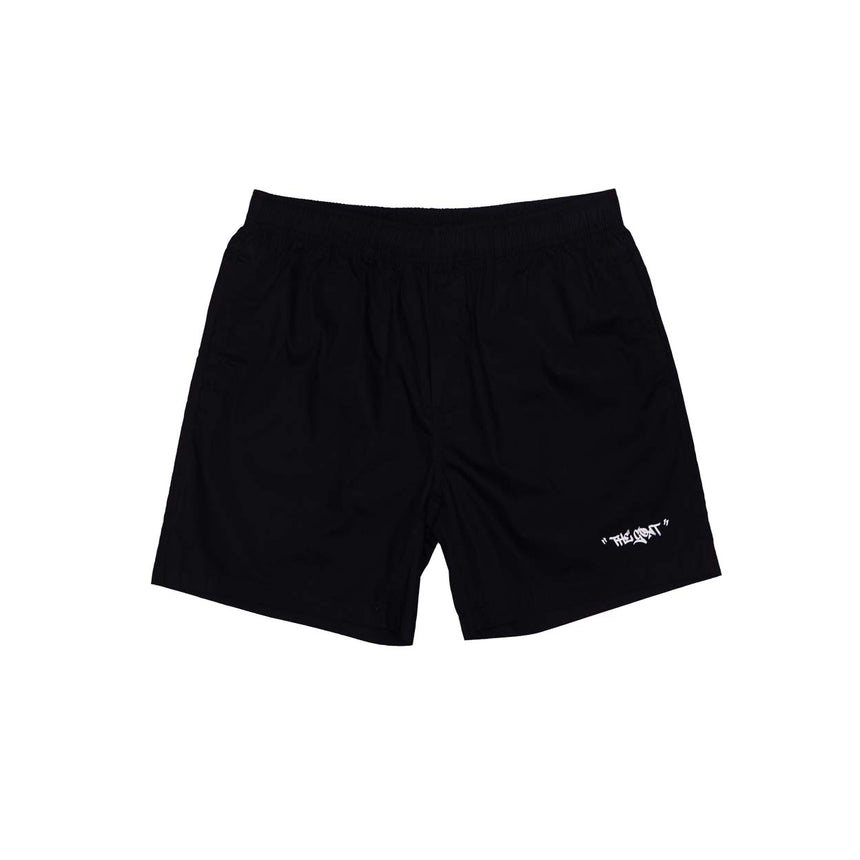 Relaxed Track Sweat Shorts - Black / White - Men's – Lé Geit Studio