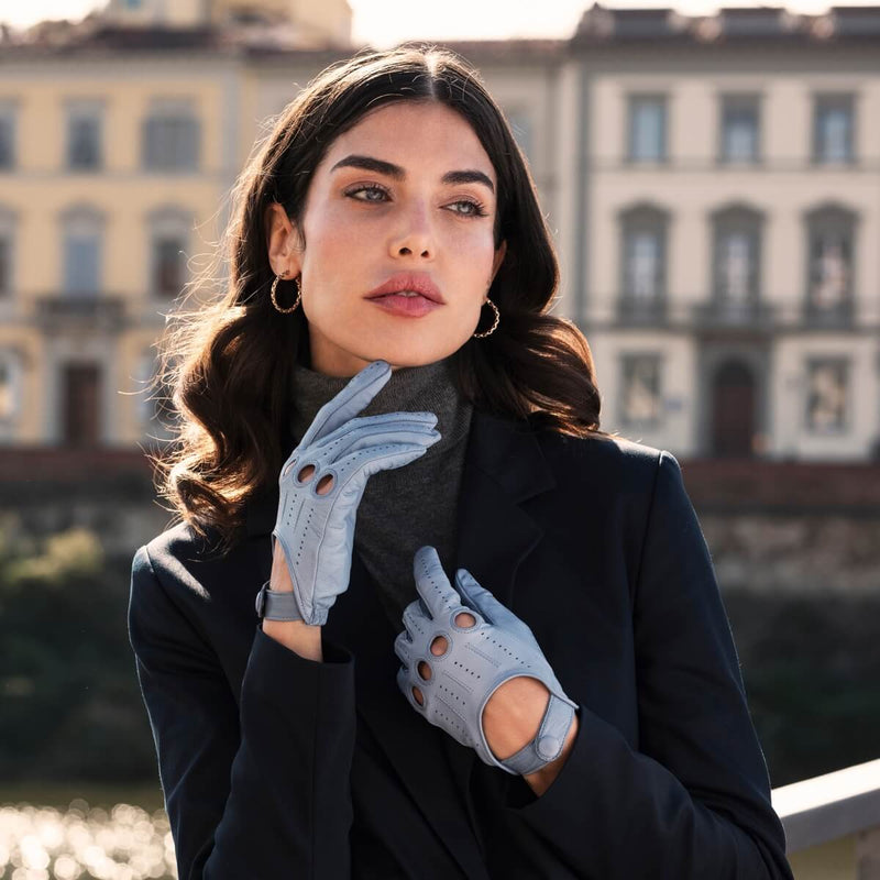 Leather Driving Gloves Sky Blue - Handmade in Italy  – Premium Leather Gloves – Leather Gloves Online® -  6