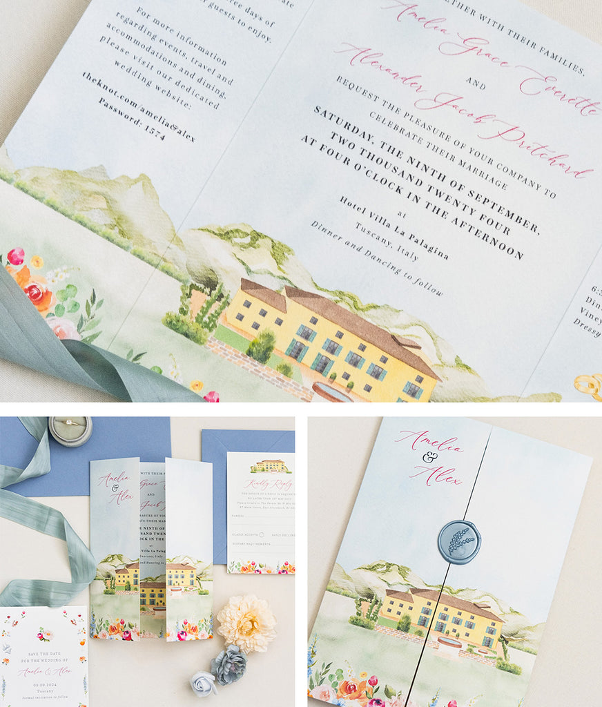 folded wedding invitations for an italian wedding