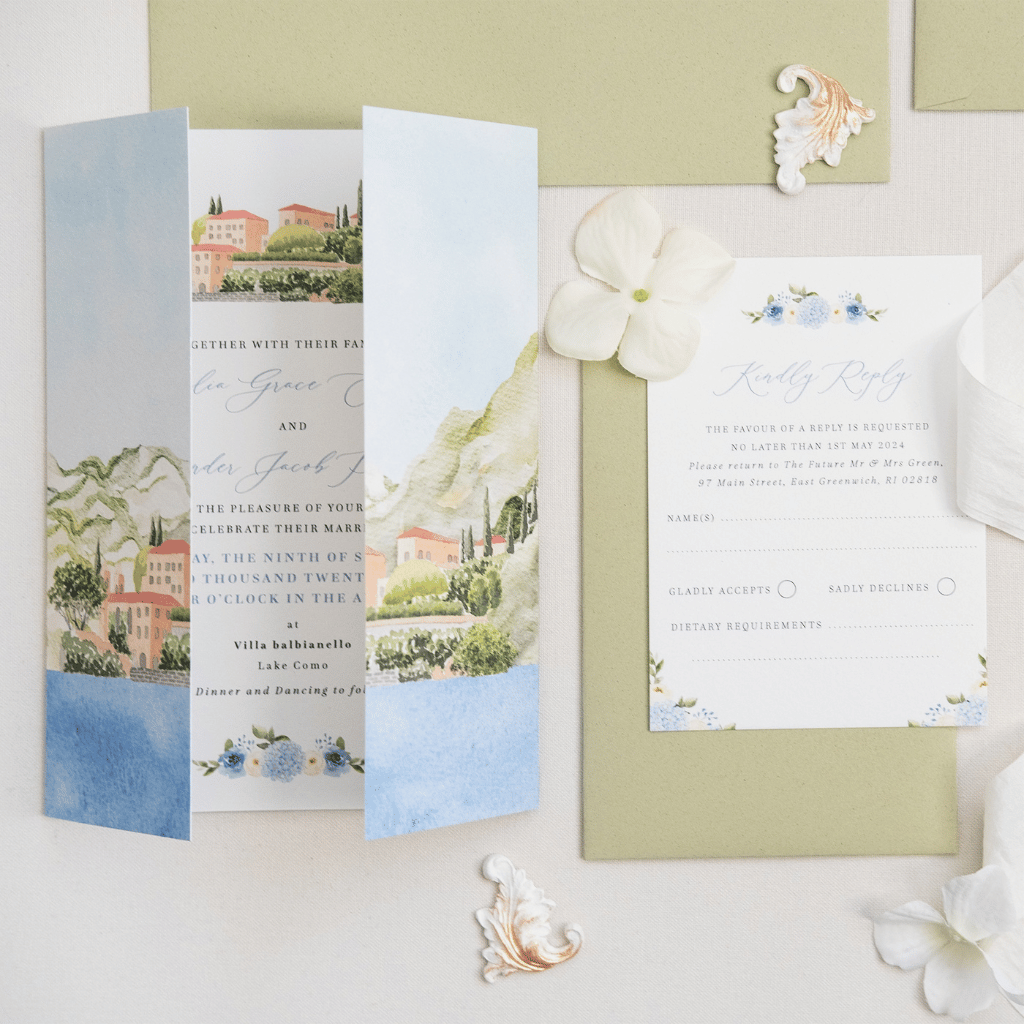 wedding invitations with lake como balbianello villa 