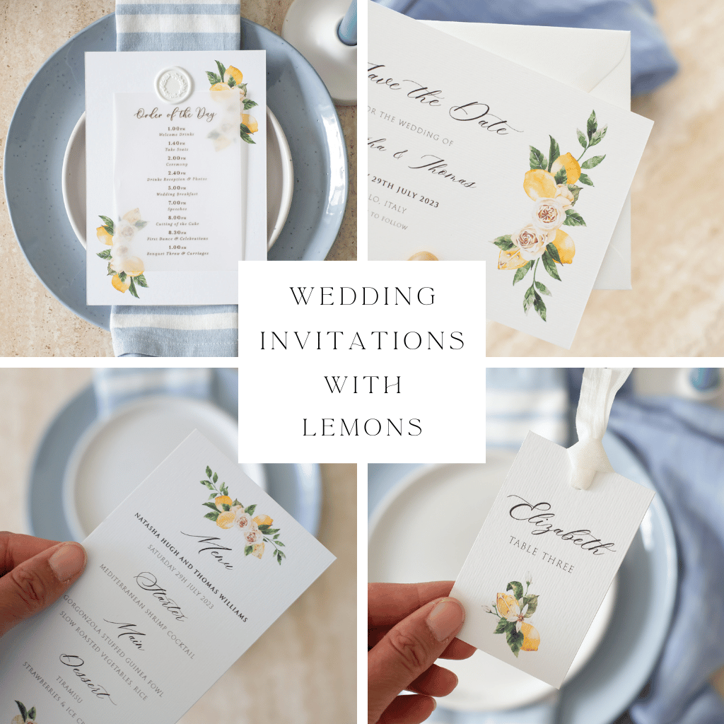 Wedding invitations for italian wedding, wedding invitations with lemons