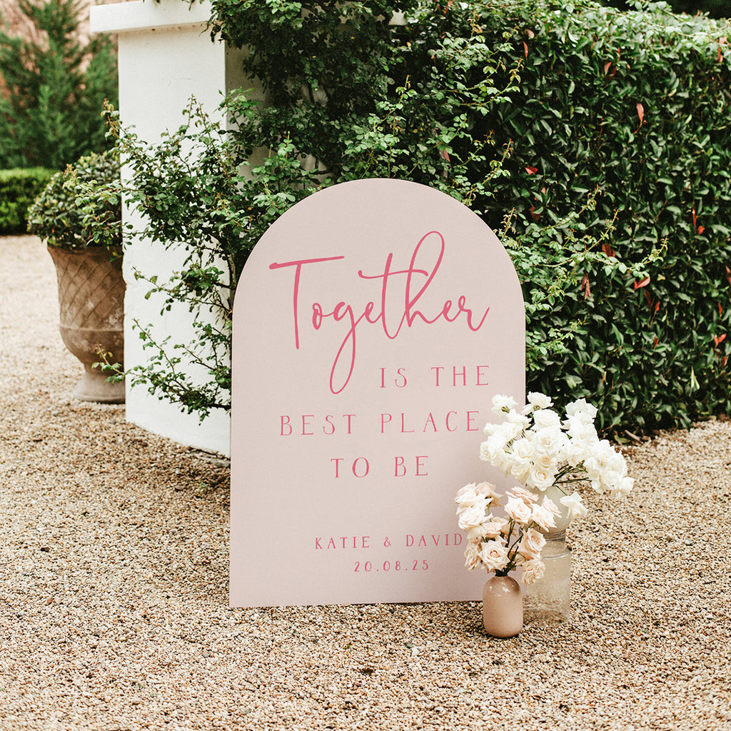 Arched wedding sign with quote