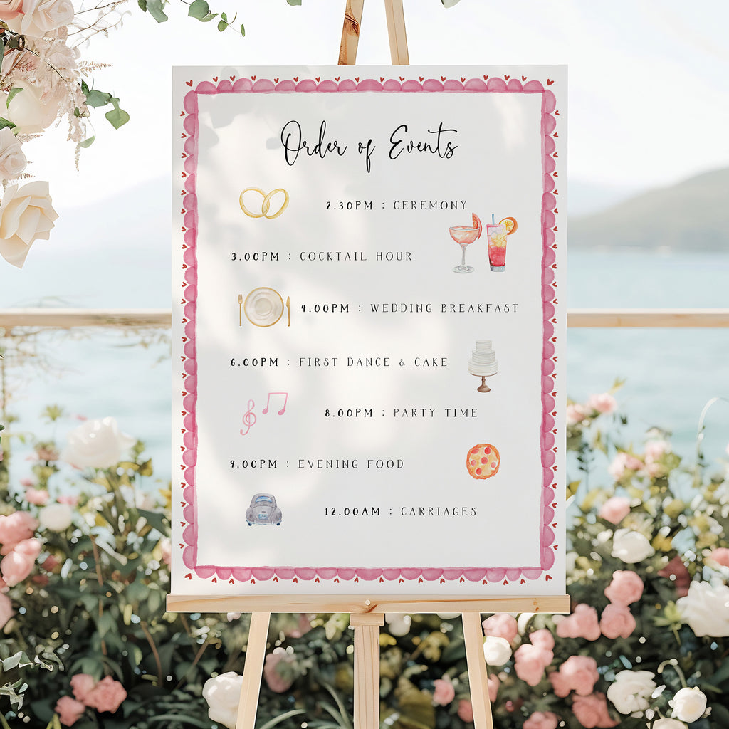 Order of Events Wedding Sign