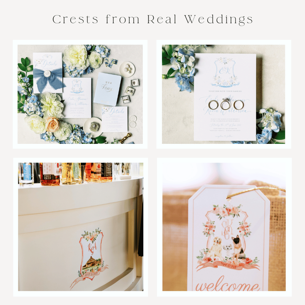 Custom watercolour crests for weddings