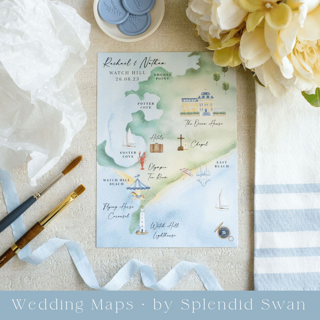 watercolour wedding map | custom wedding map