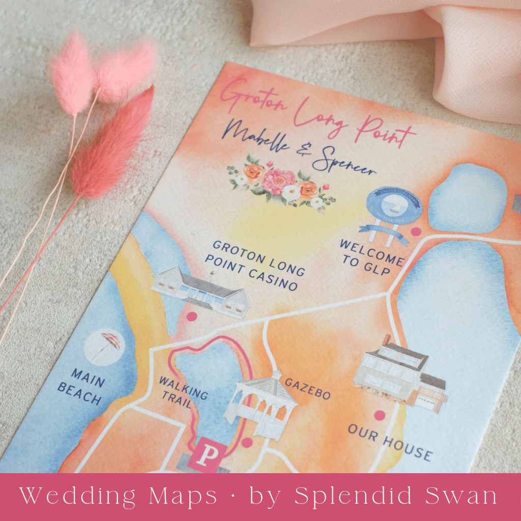 watercolour wedding map | custom wedding map