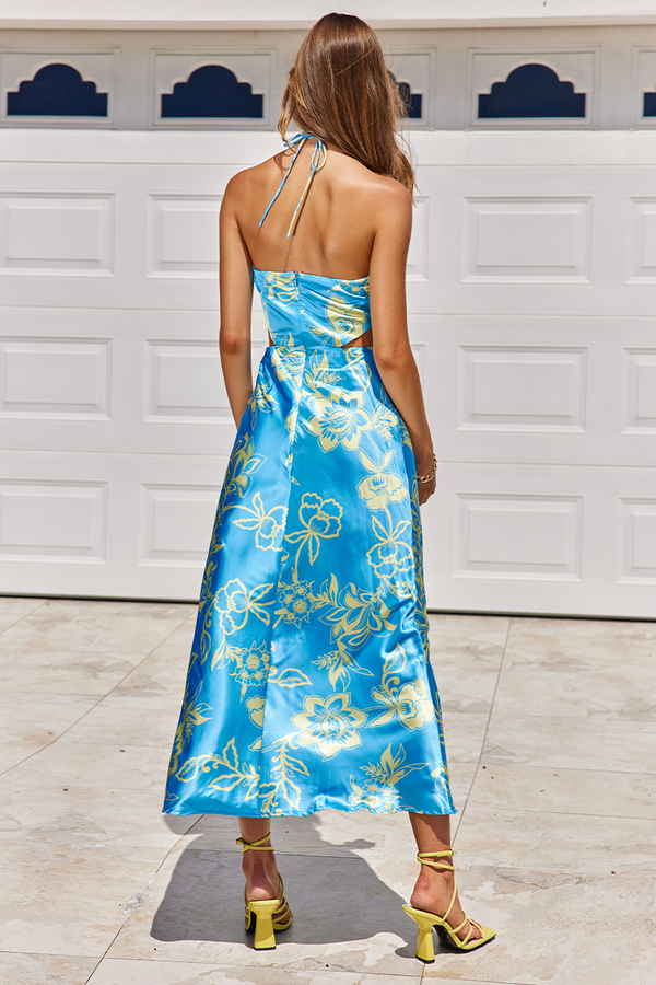 Louis Vuitton Floral Diamond Long Sleeve Mini Dress Midnight Blue Red Silk