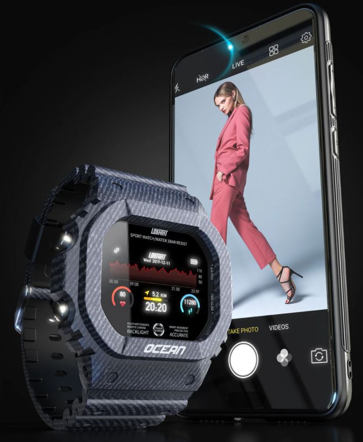 Super cool denim lava camo IP68 health tracking smart watch