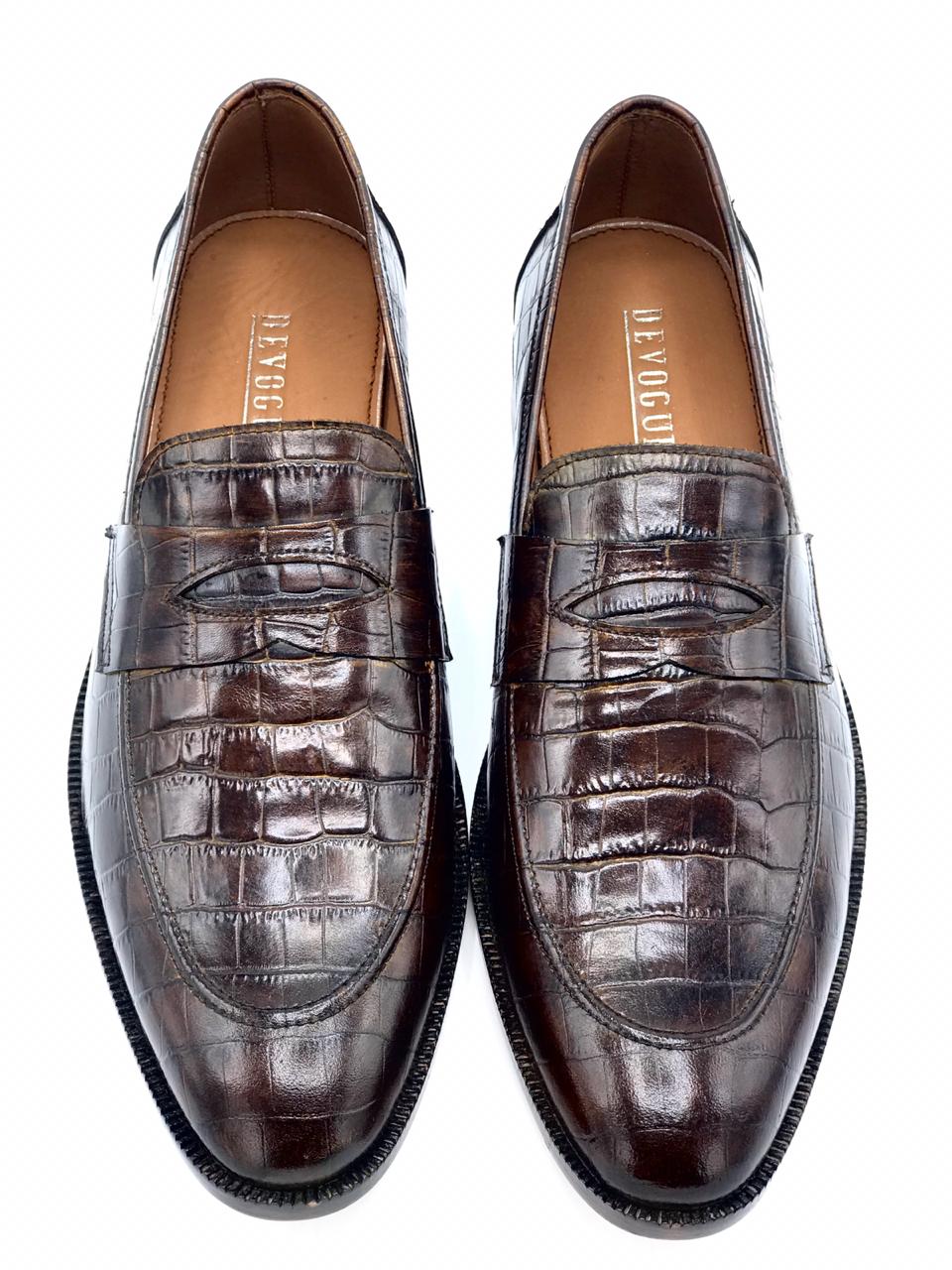 Premium Crocodile Penny Loafers formal 