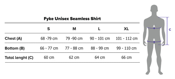 Guía de tallas de la camiseta deportiva sin costuras Boost de manga corta