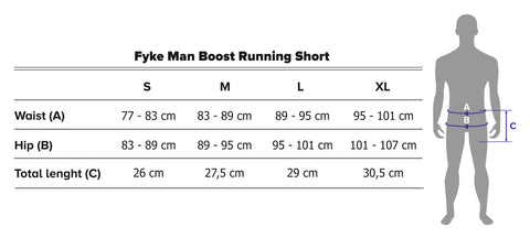 Guia de tamanhos do Boost One Run Short