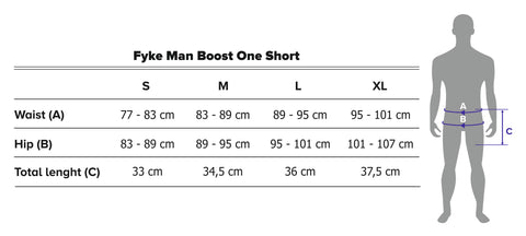 Guia de tamanhos do Boost One Short