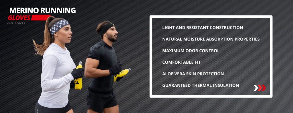 Features of the Fyke Merino Running Gloves