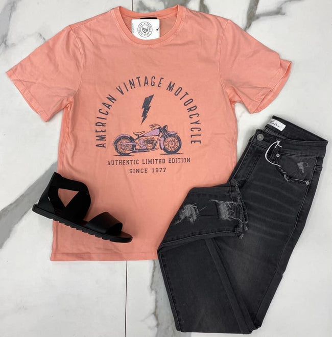 PEACH MOTORCYCLE GRAPHIC TEE
