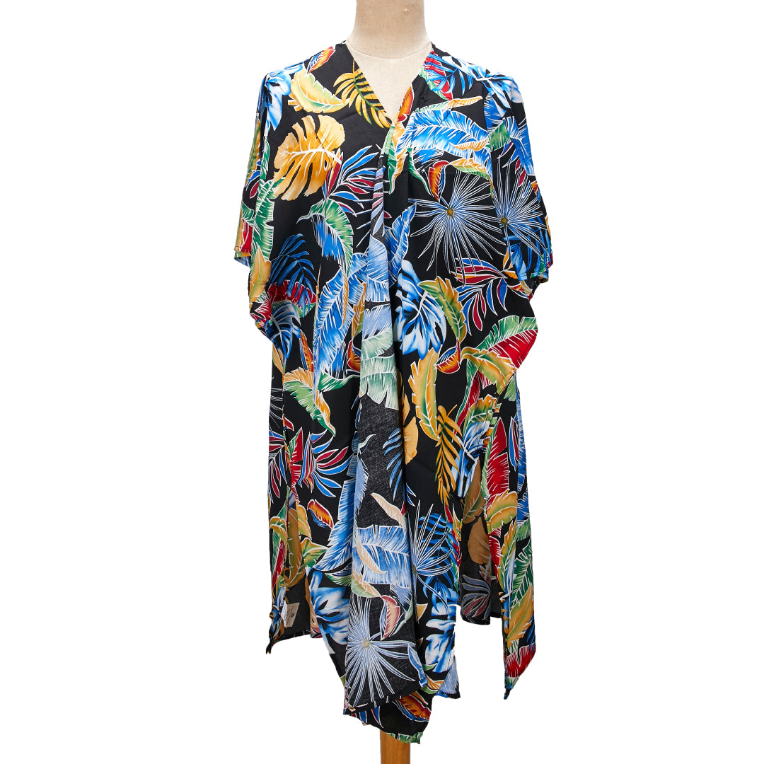 Coverup Nikki Leaves Mixed Black – Happy Wahine