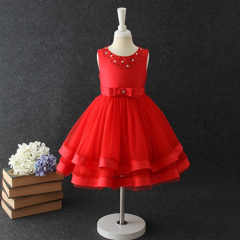 Scoop Neck with Floral Beading Tulle Skirt Flower Girl Dress – PERIDRESS