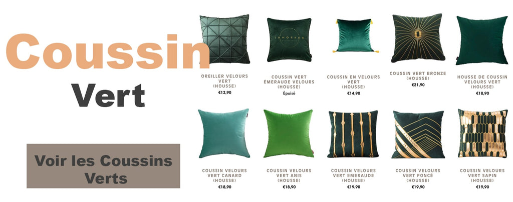 collection de coussins verts