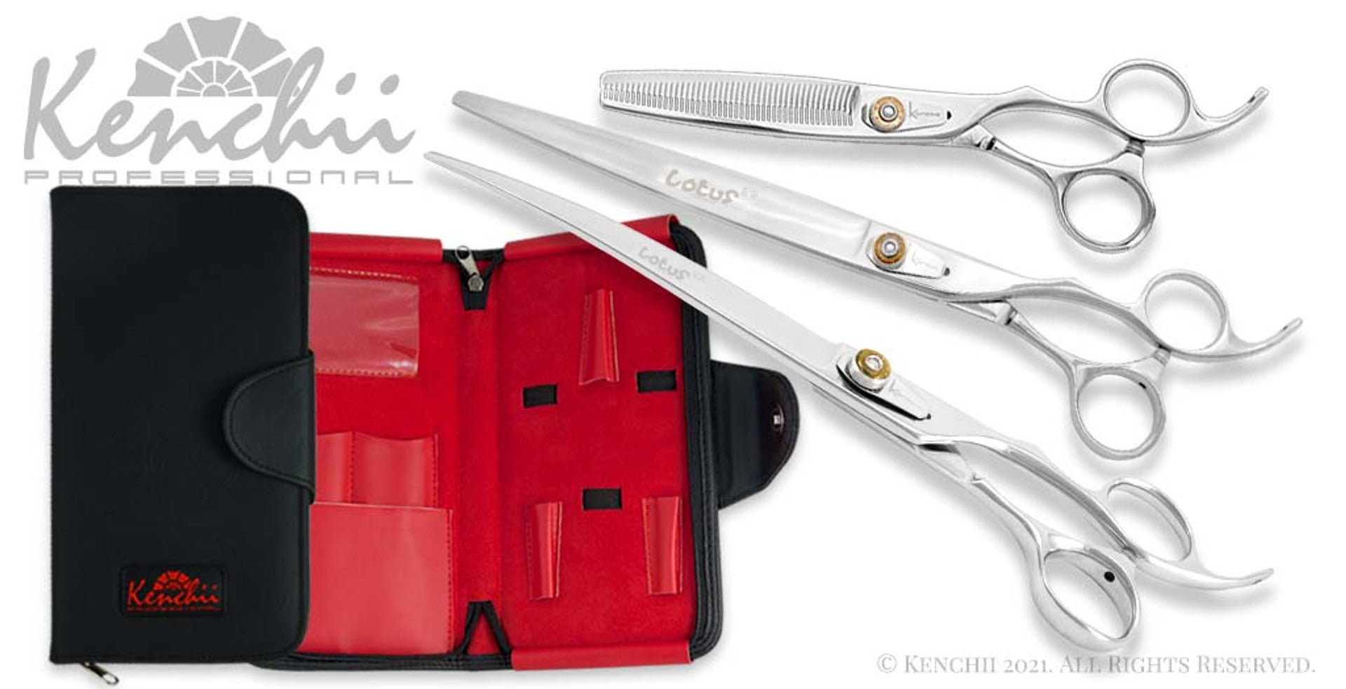 Kenchii Grooming - Lotus 8.0 Shear Set-Straight, Curved, Thinner, Case
