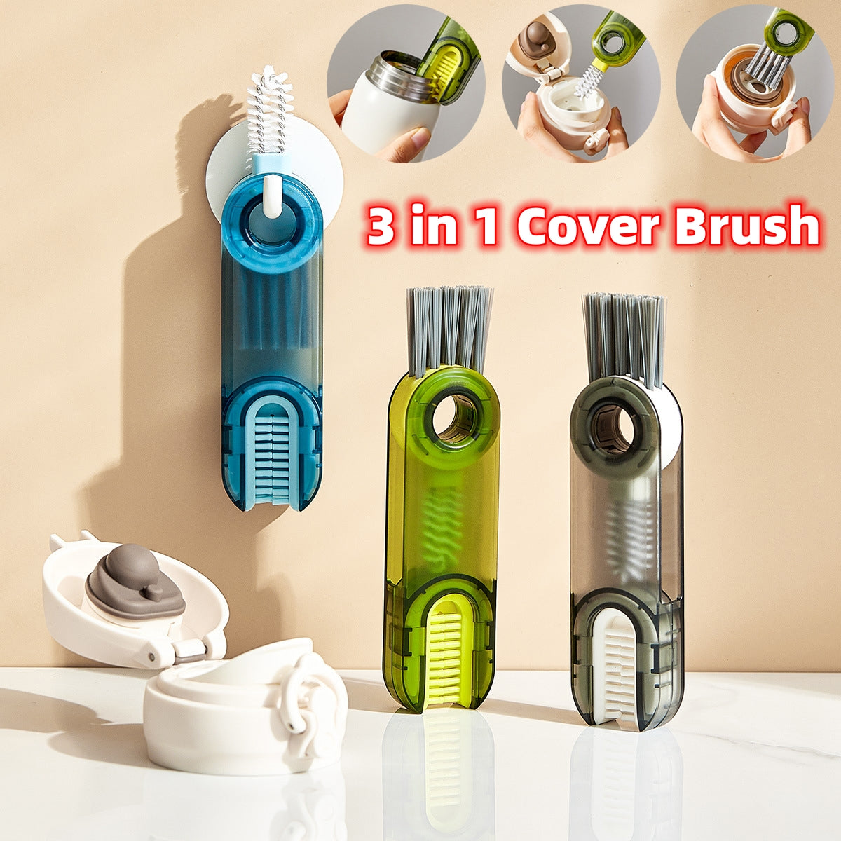 Dish Brush Set of 3 with Bottle Water Brush, Scrub Brush and