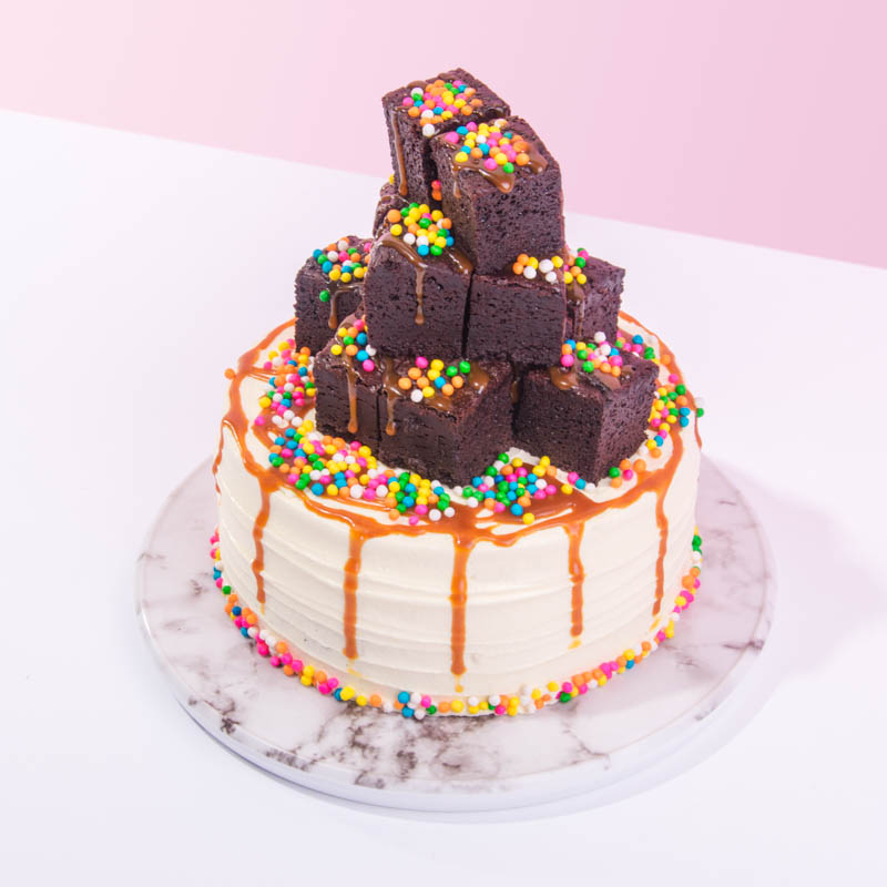 Mini Brownies Tower Cake - CakeRush