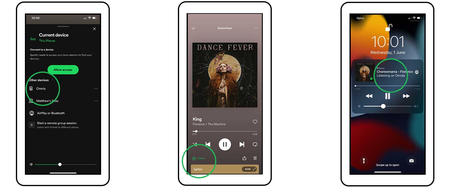 Spotify Connect Setup Display Images on Smart Phones