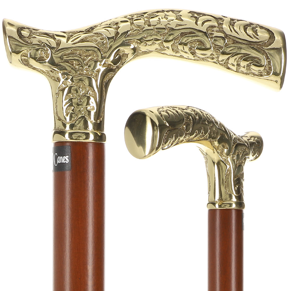 Chrome Plated Vine Fritz Walking Cane With Black Beechwood Wood Shaft