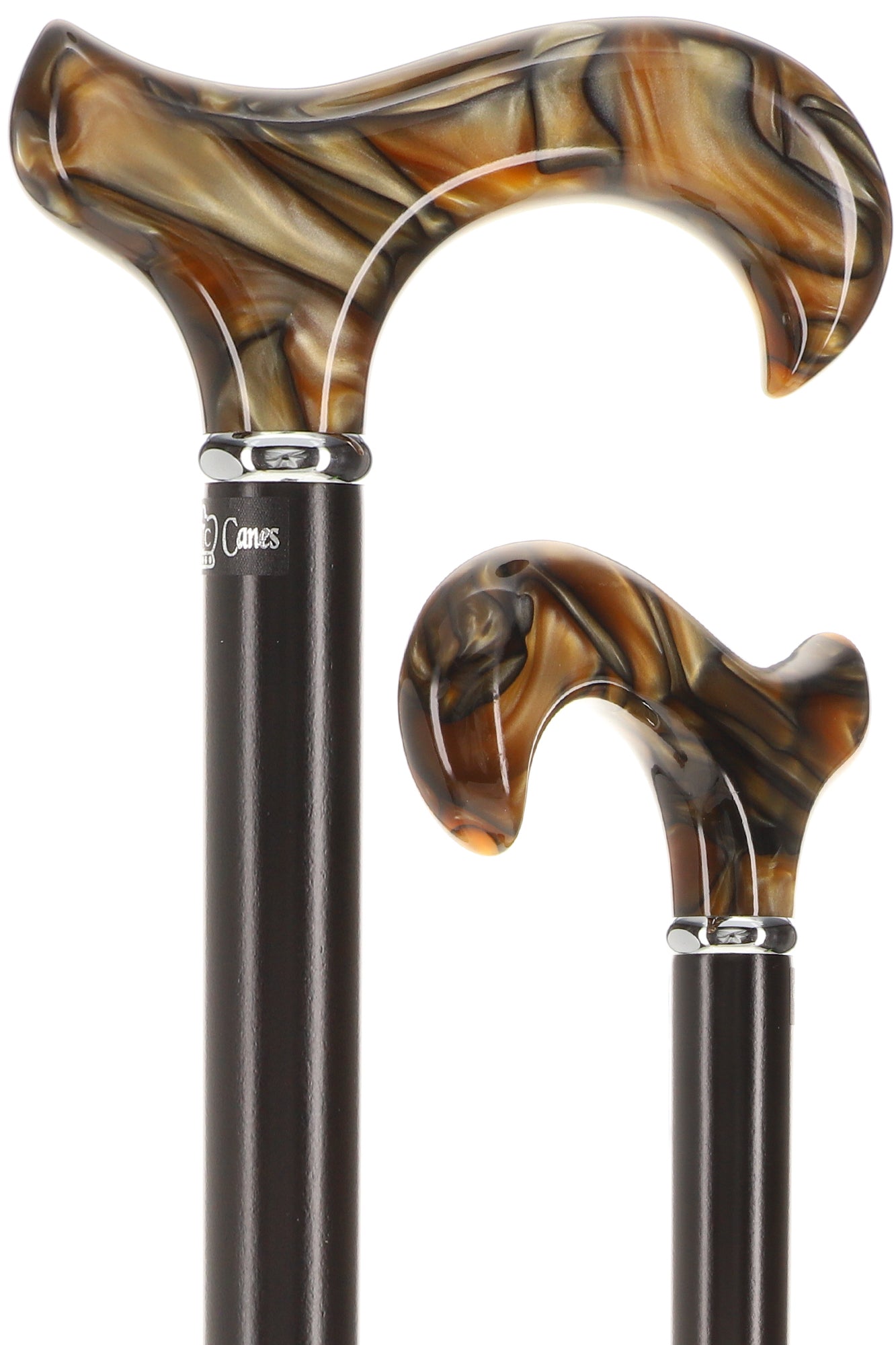 Brown Acrylic Fritz Handle Cane w/ Wooden Shaft ⋆ Mobility Access