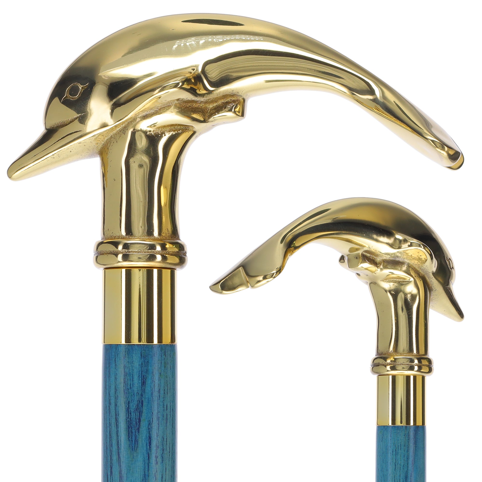 Vista Brass Dolphin Handle Walking Stick in Gold (50407G)
