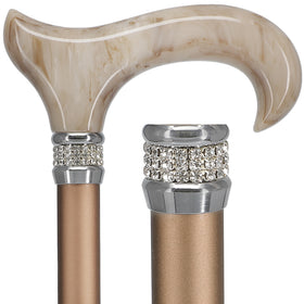 Platinum & Rhinestone Glam Cane, Derby Pearl Handle, Disability Gift, adjustable, Folding or Not Folding, Light Weight, Luxury Sparkle Cane 