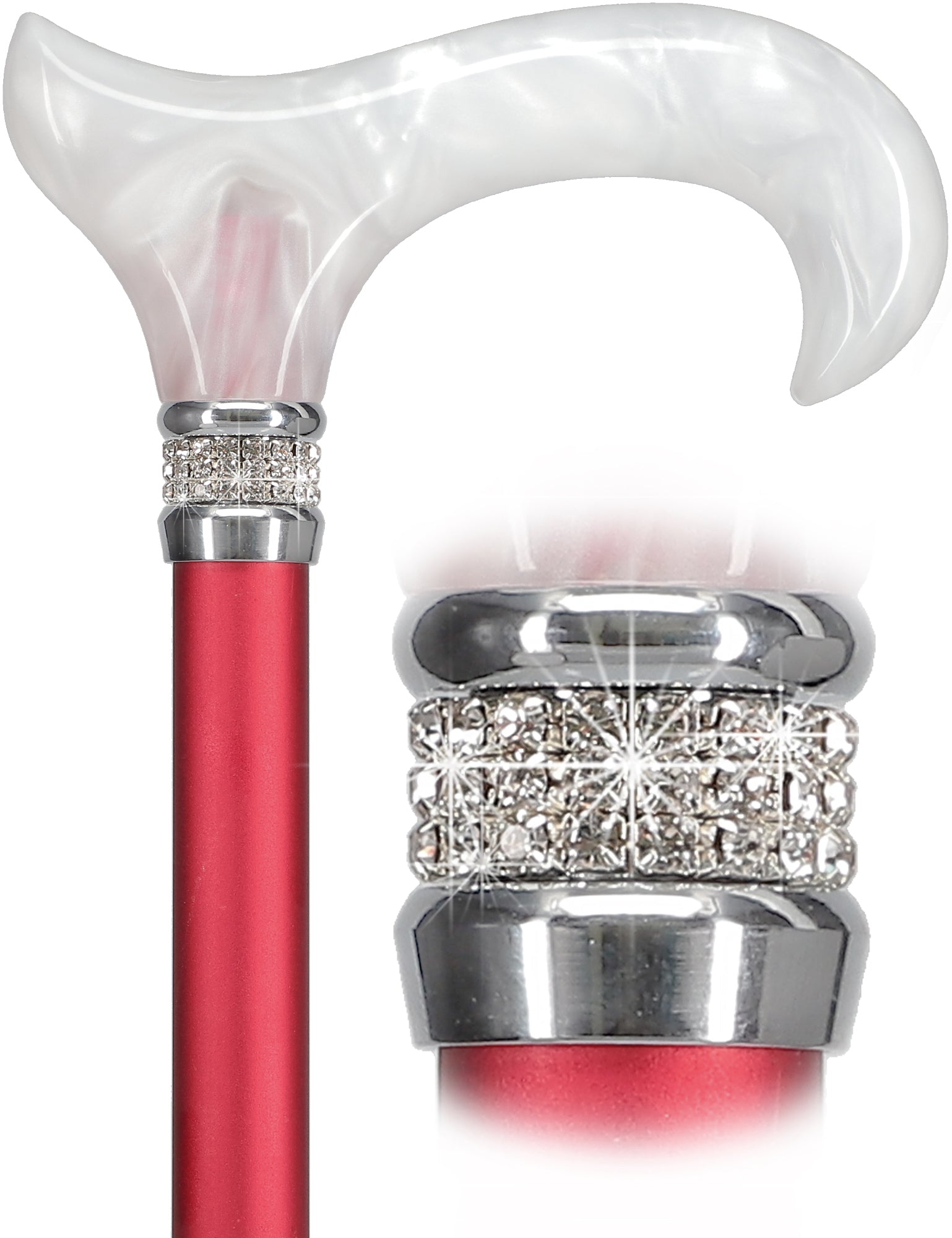 Rhinestone Designer Cane: Chic Pink Pearlz Splendor