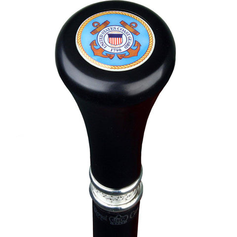Coast Guard Flat Top Walking Stick With Black Beechwood Shaft and Pewter Collar